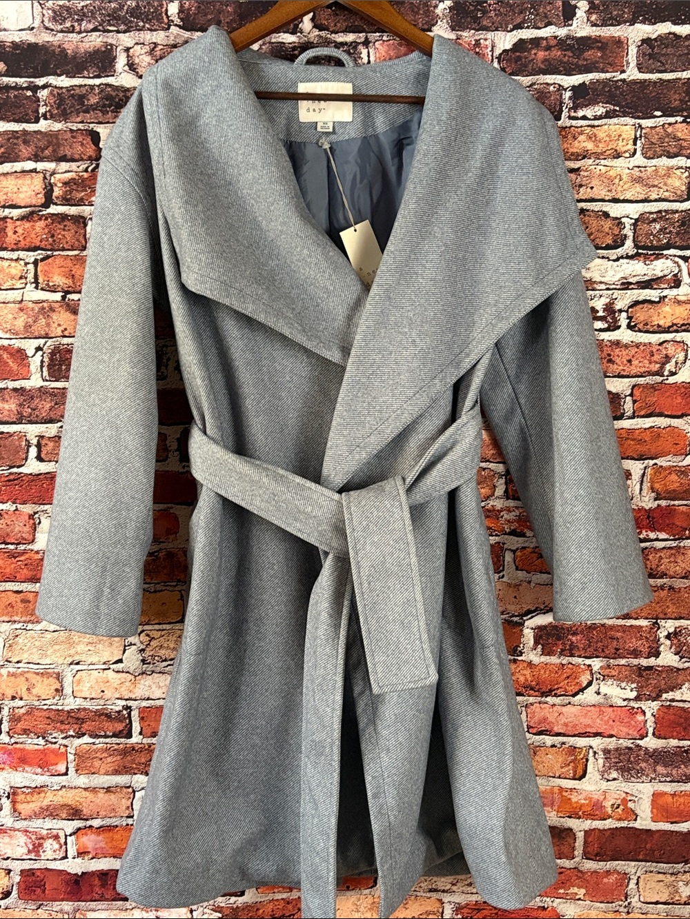 a new day Soft Blue-Gray Wrap Trench Coat with Belt Size XS